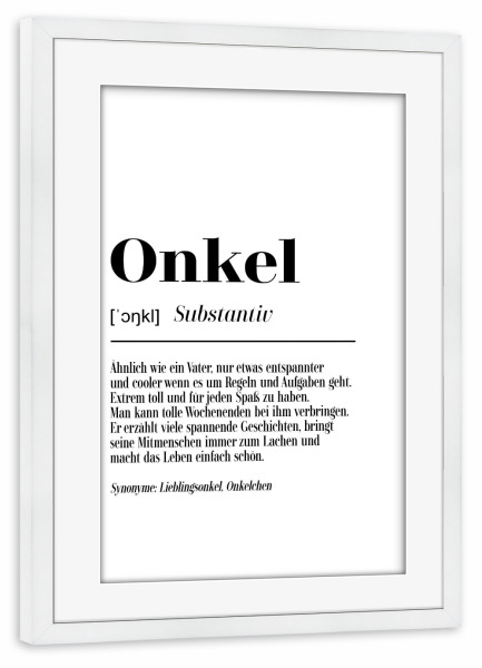 Poster mit Rahmen weiß "Onkel Definition" artboxONE - Typografie,Schwarzweiß,Für Papa,Männer