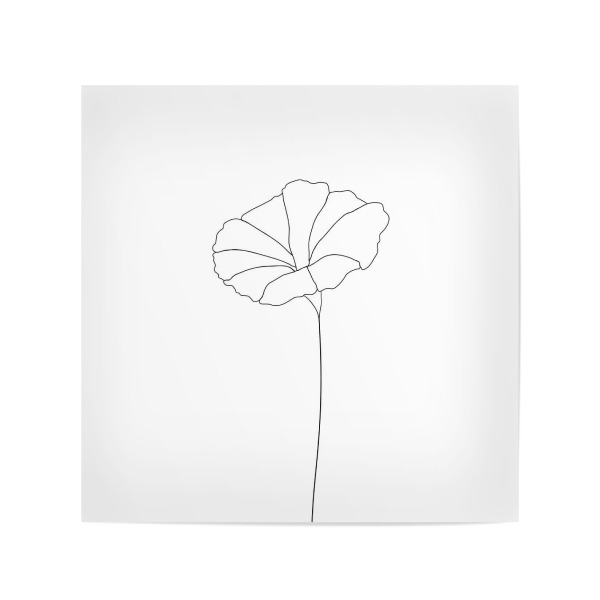 Poster 20x20 cm "Mohnblume weiß" artboxONE - Floral,Schwarzweiß - Mohnblume,Weiß,Schwarz,Lines,Oneline,Abstrakt,Abstract,Illustration,Minimalistisch