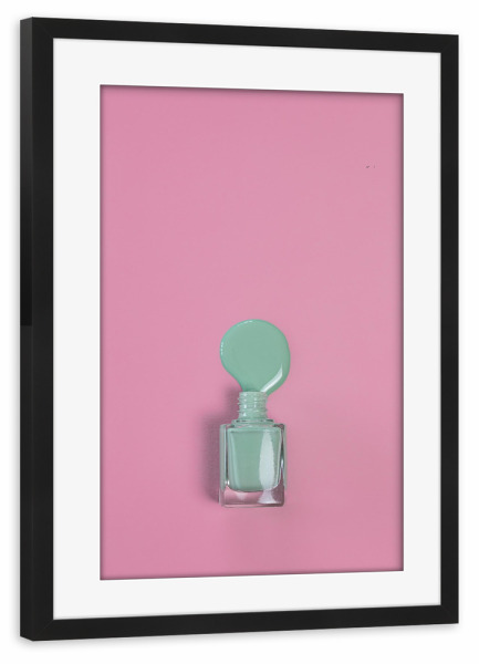 Poster mit Rahmen schwarz "Nagellack rosa mint" artboxONE - Fashion