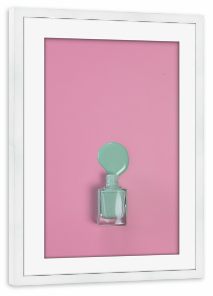 Poster mit Rahmen weiß "Nagellack rosa mint" artboxONE - Fashion