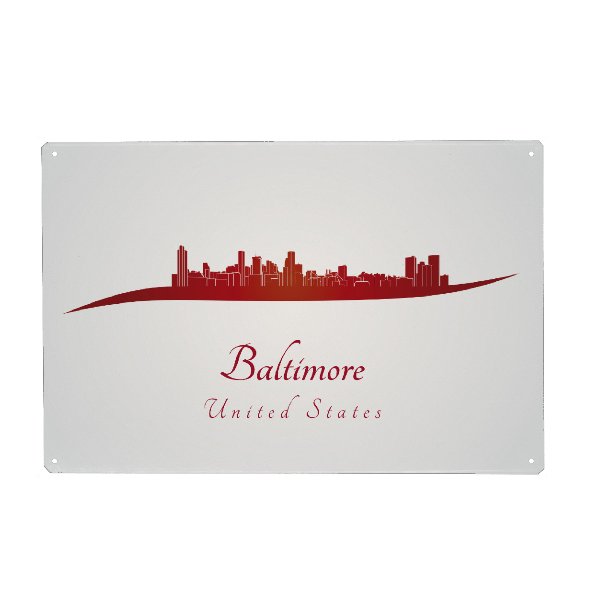 Holzbild "Baltimore-Skyline im Rot" artboxONE - Städte - Skyline,Stadt,Denkmäler,Metropole,Reise,Tourismus,Geschenk,Souvenir,Rot,Baltimore