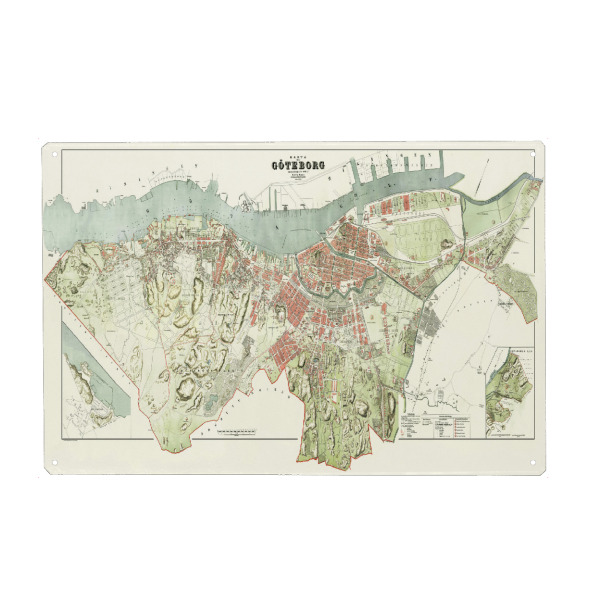 Holzbild "Alte Karte von Göteborg" artboxONE - Städte,Kartografie - Karte,Flach,Antik,Retro,Alt,Karte der welt,Illustration,Göteborg