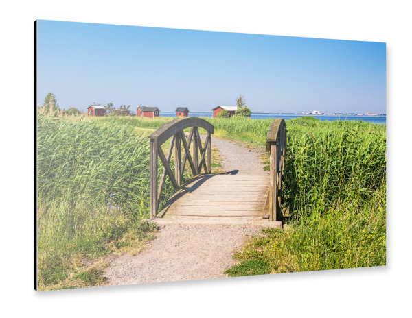 Alu-Dibond "Brücke und Fischerhütten" 30x20 cm artboxONE