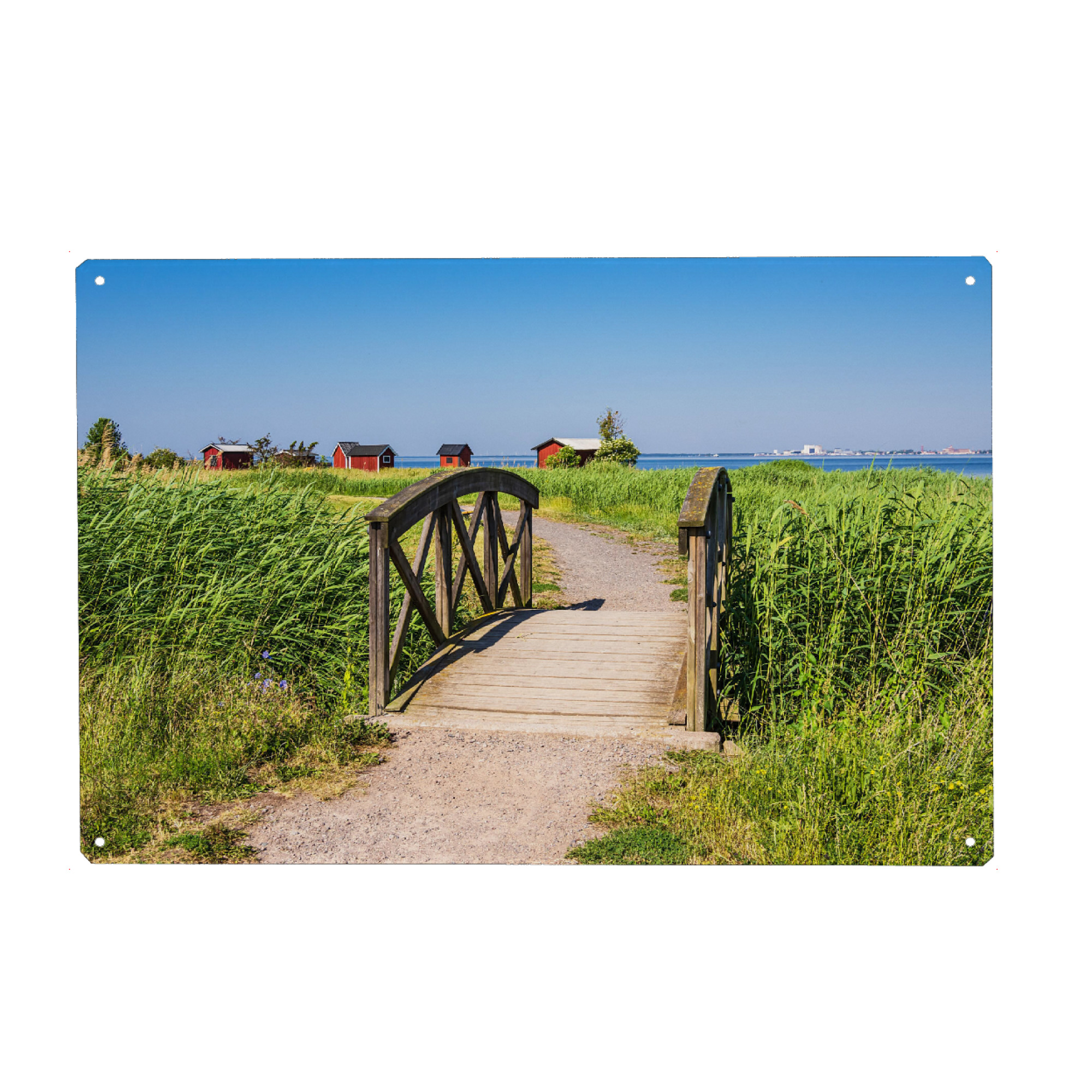 Metall Poster "Brücke und Fischerhütten" artboxONE - Natur,Reise,Architektur,Reise / Strand und Meer,Reise / Länder