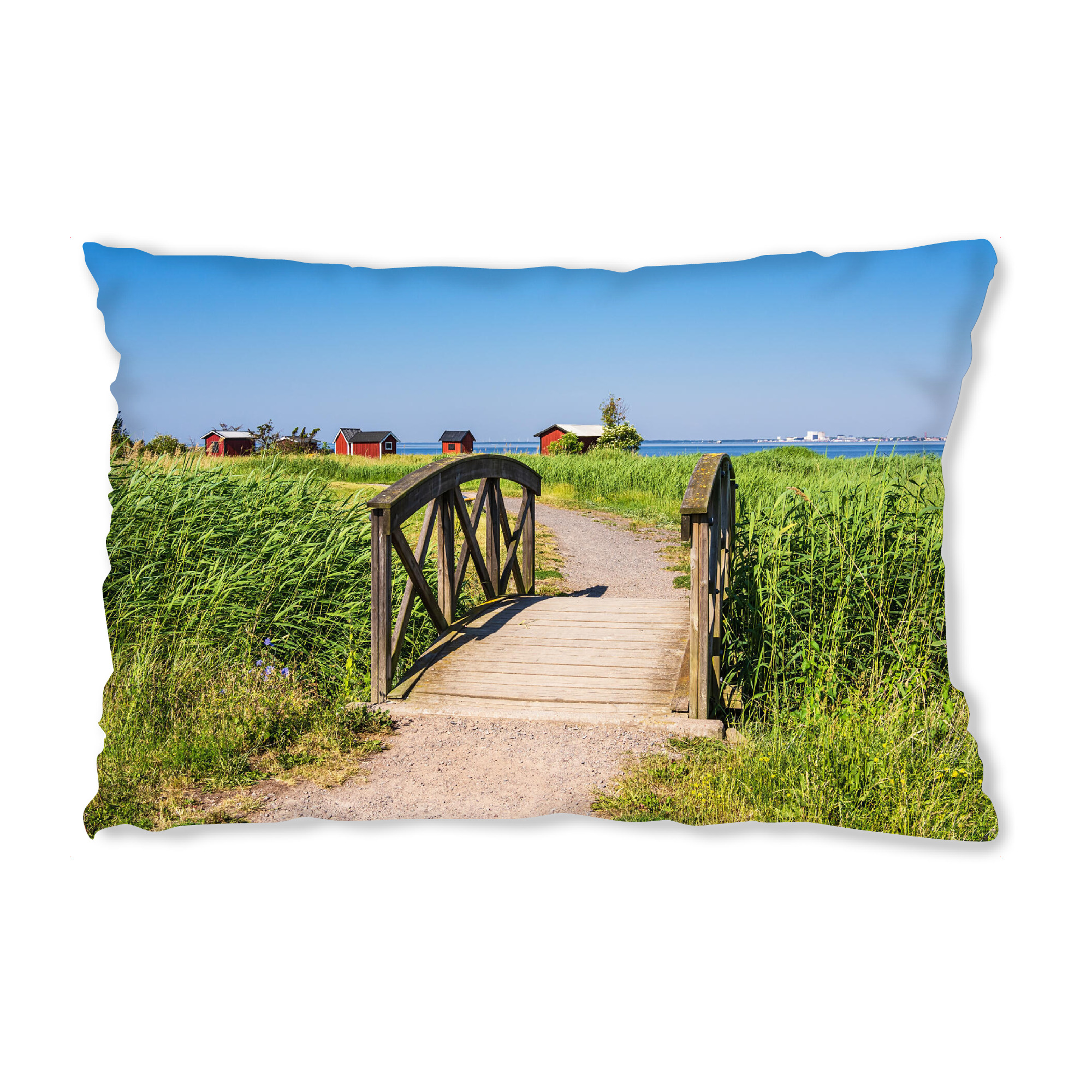 Design-Kissen "Brücke und Fischerhütten" artboxONE - Natur,Reise,Architektur,Reise / Strand und Meer,Reise / Länder