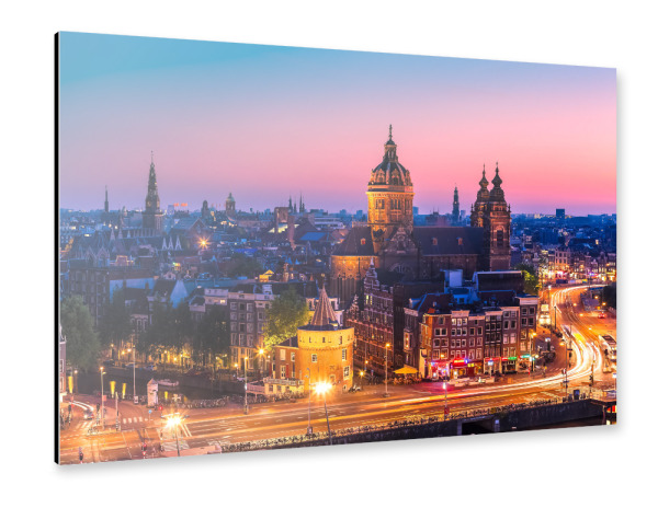 Alu-Dibond "Amsterdam in der Dämmerung" 30x20 cm artboxONE
