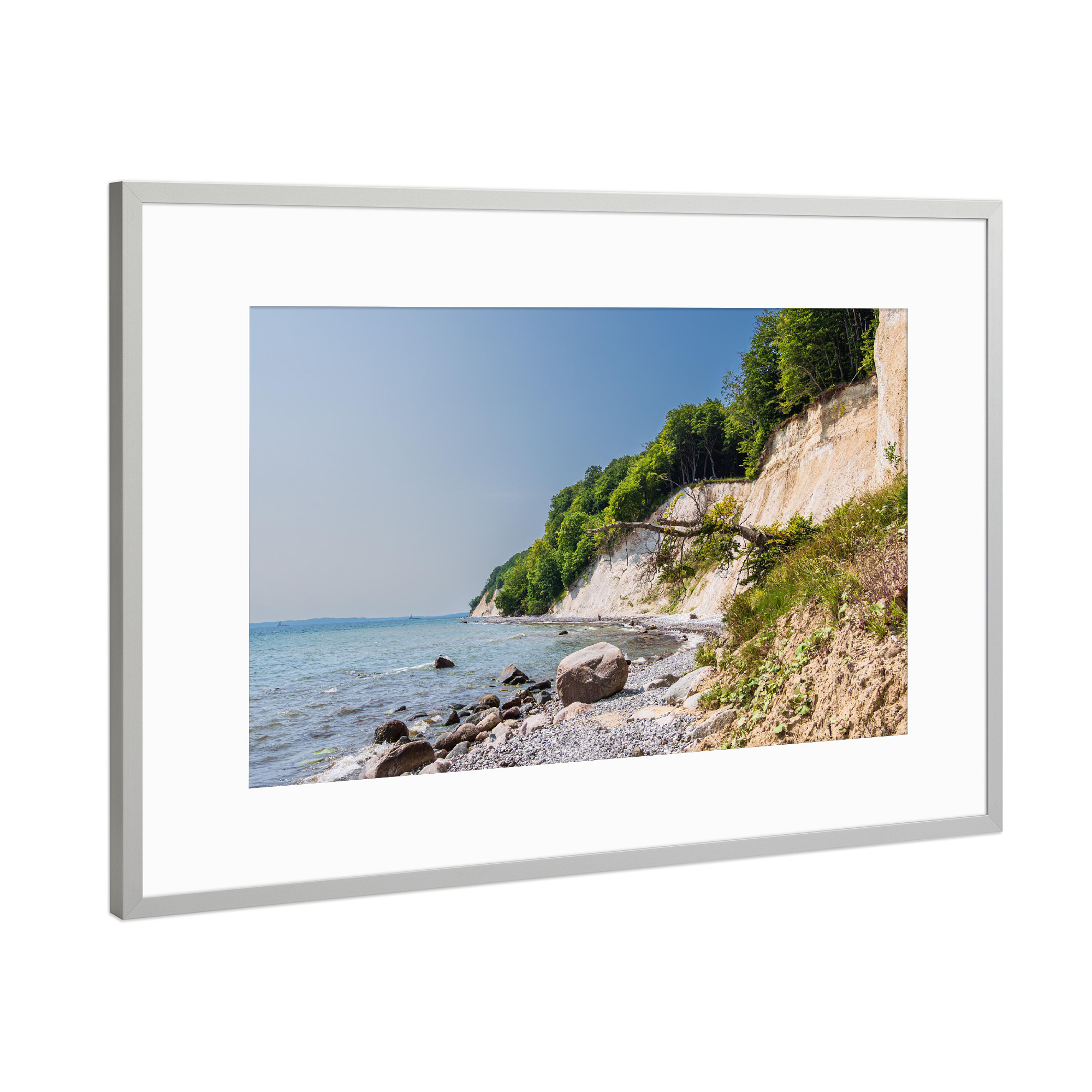 Poster mit Rahmen Silber "Rügen, Kreidefelsen und Küste" artboxONE - Natur,Reise,Reise / Strand und Meer