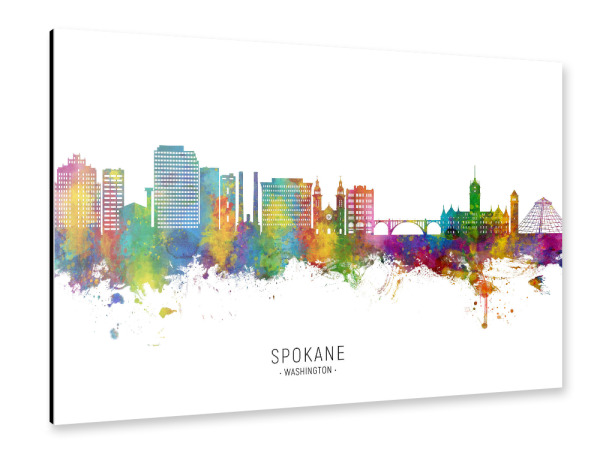 Alu-Dibond "Spokane Washington Skyline txt" 30x20 cm artboxONE