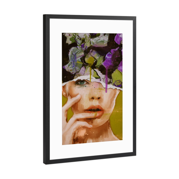 Poster mit Rahmen Schwarz (Metallic) "Abstrakte Collage Mädchen" artboxONE - Abstrakt,Menschen