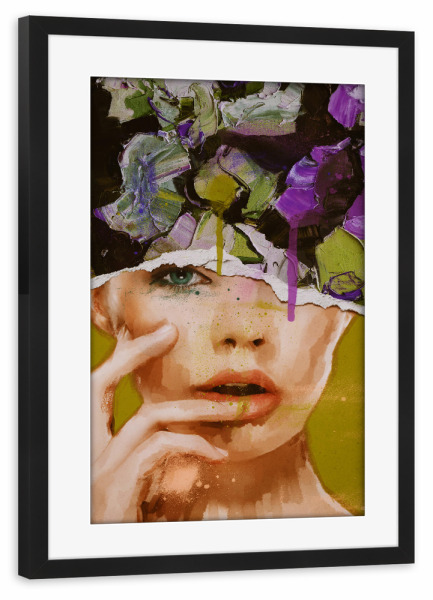 Poster mit Rahmen schwarz "Abstrakte Collage Mädchen" artboxONE - Abstrakt,Menschen