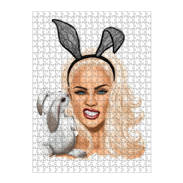 artboxONE Puzzle "Blondes Mädchen mit Häschen" artboxONE - Tiere,Menschen,Fashion