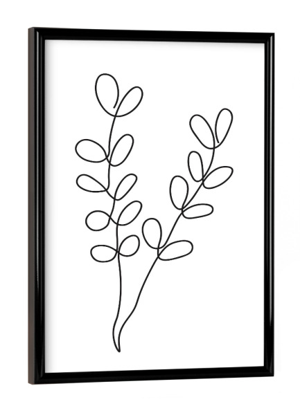 Poster mit schwarzem Rahmen "Einzeilige Blattpflanze" artboxONE - Floral