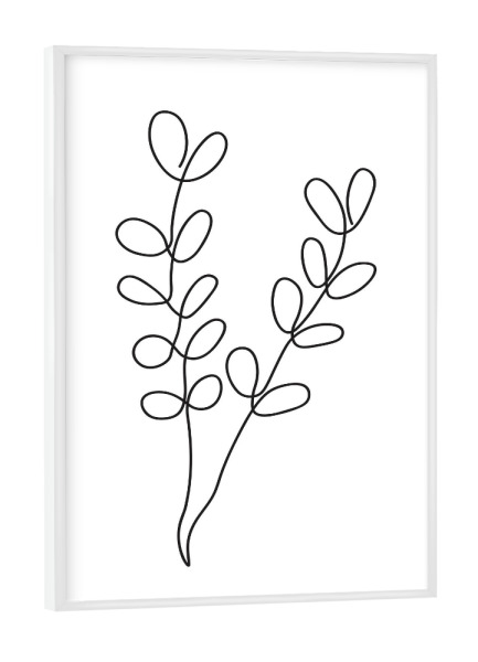 Poster mit weißem Rahmen "Einzeilige Blattpflanze" artboxONE - Floral