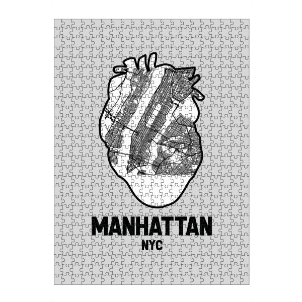 artboxONE Puzzle "Manhattan New York Herzkarte - w" artboxONE - Städte / New York,Reise,Kartografie