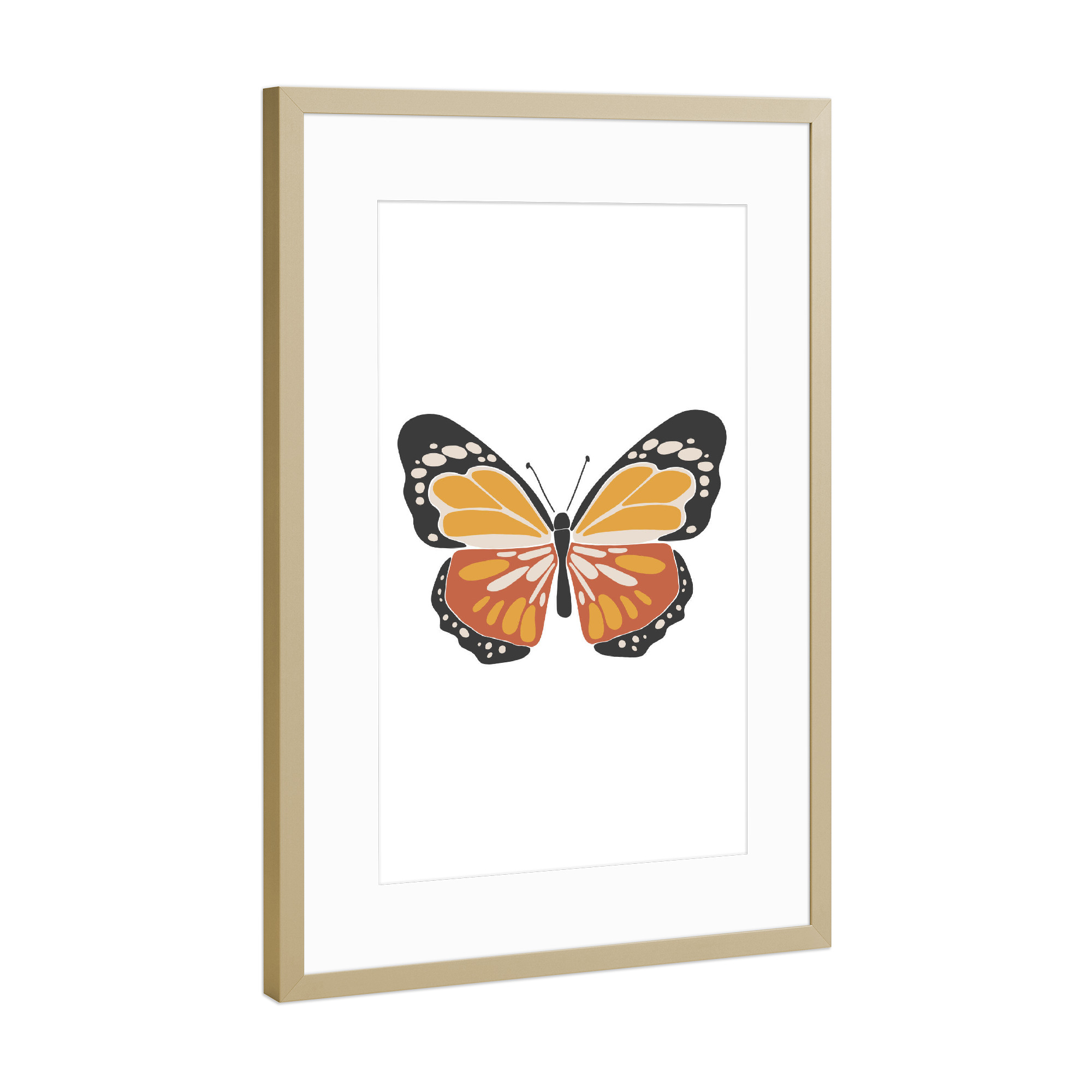 Poster mit Rahmen Gold "Gelbes Schmetterlingsinsekt" artboxONE - Tiere