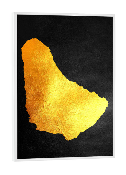 Poster mit weißem Rahmen "Barbados Goldkarte" artboxONE - Reise / Länder - Barbados,Gold,Karte