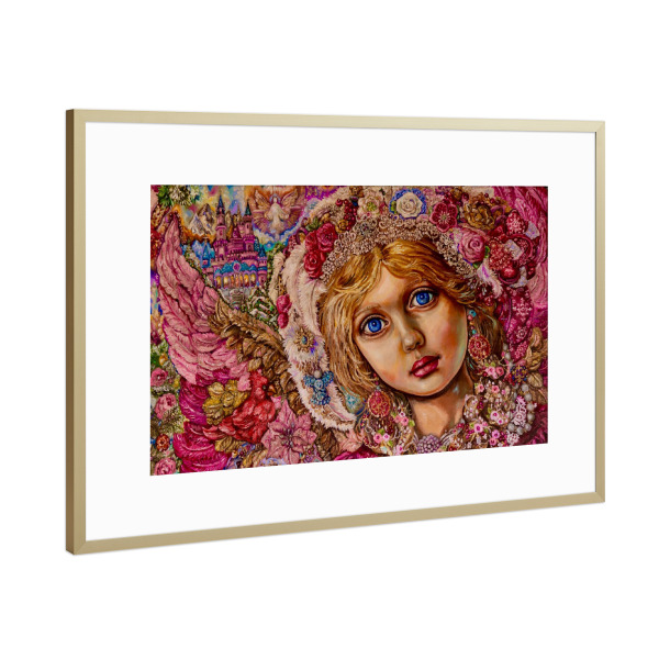 Poster mit Rahmen Gold "Engel portrait bunt" artboxONE - Menschen,Weihnachten - Engel,Weihnachten,Fantasie,Religion