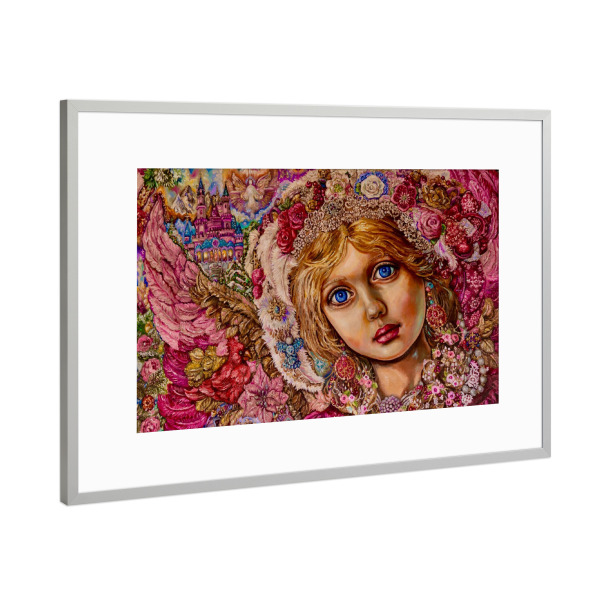 Poster mit Rahmen Silber "Engel portrait bunt" artboxONE - Menschen,Weihnachten - Engel,Weihnachten,Fantasie,Religion