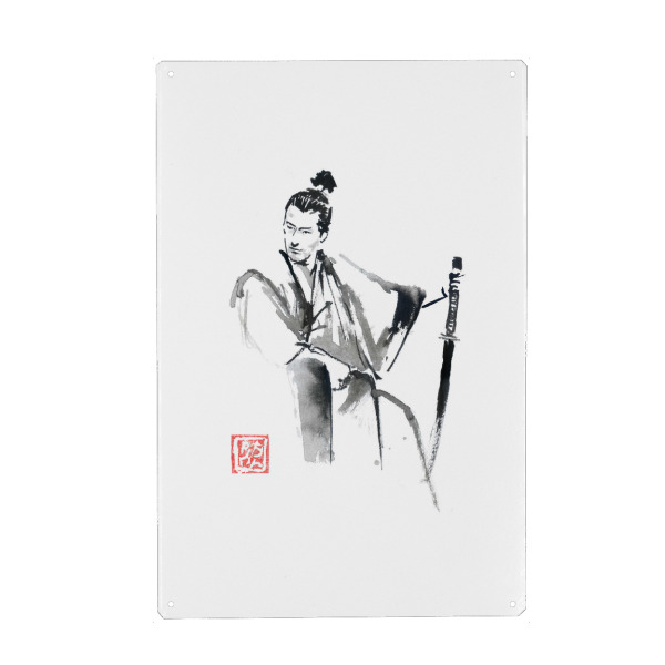 Holzbild "Sitzender Samurai" artboxONE - Menschen,Männer - Samurai,Sumie,Japan
