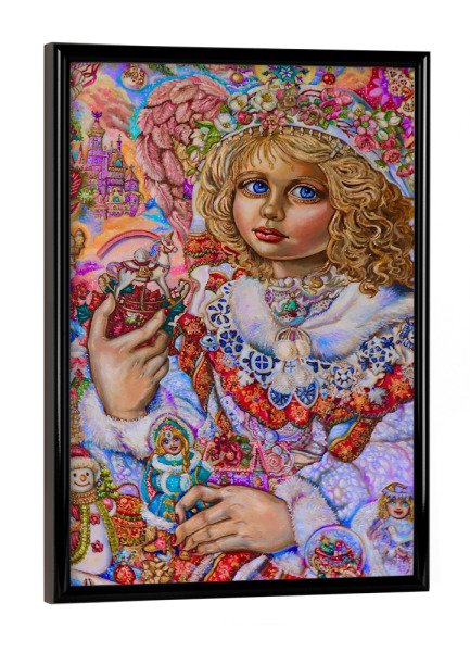 Poster mit schwarzem Rahmen "Weihnachtsspielzeugengel" artboxONE - Weihnachten - Engel,Weihnachten,Spielzeug,Schön,Fantasie,Religion