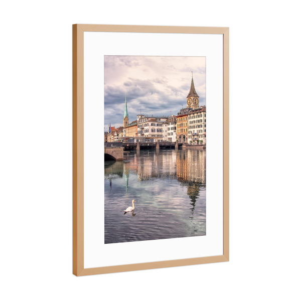Poster mit Rahmen Kupfer "Rosa Zürich" artboxONE - Städte,Reise,Architektur,Reise / Länder,Städte / Zürich