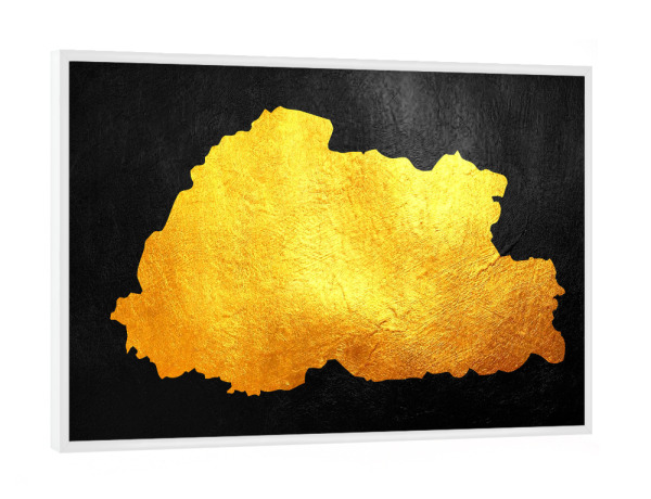 Poster mit weißem Rahmen "Bhutan Goldkarte" artboxONE - Reise / Länder - Bhutan,Gold,Karte