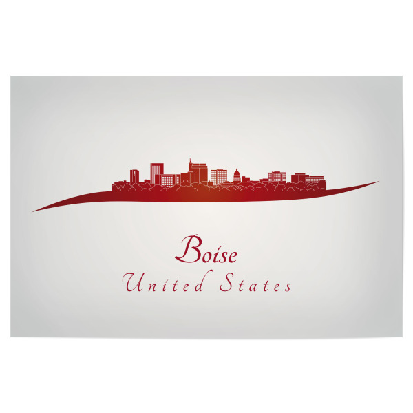 Poster "Boise-Skyline in Rot" artboxONE - Städte,Architektur - Skyline,Stadt,Reisen,Denkmäler,Turm,Metropole,Urlaub,Rot,Boise