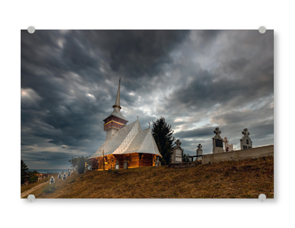 Acrylglasbild "Alte Holzkirche von Chiscau" artboxONE - Natur,Reise,Architektur