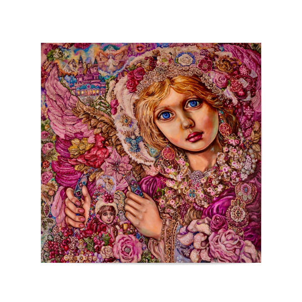 Poster 20x20 cm "Ein Weihnachtsengel mit Korb" artboxONE - Weihnachten - Engel,Weihnachten,Fantasie,Religion