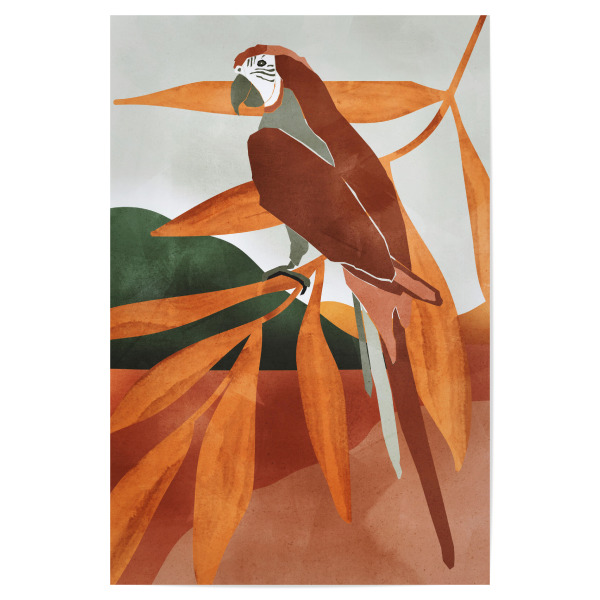 Poster "Tropical by TAS" artboxONE - Natur,Floral,Tiere - Ara,Tropisch,Tropisch,Vogel,Vögel,Dschungel,Wald,Blumen,Blumen,Orange,Natur,Natur,Tier