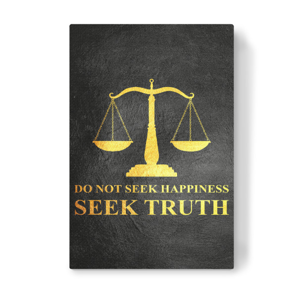 Leinwandbild "Wahrheit suchen" artboxONE - Typografie - Glücklich,Glück,Gleichgewicht,Skala,Gerechtigkeit,Waage