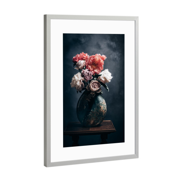 Poster mit Rahmen Silber "Pfingstrose" artboxONE - Floral