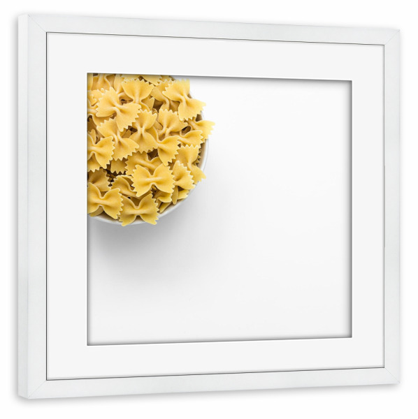 Poster mit Rahmen weiß "Farfalle - quadratisch" artboxONE - Essen & Trinken