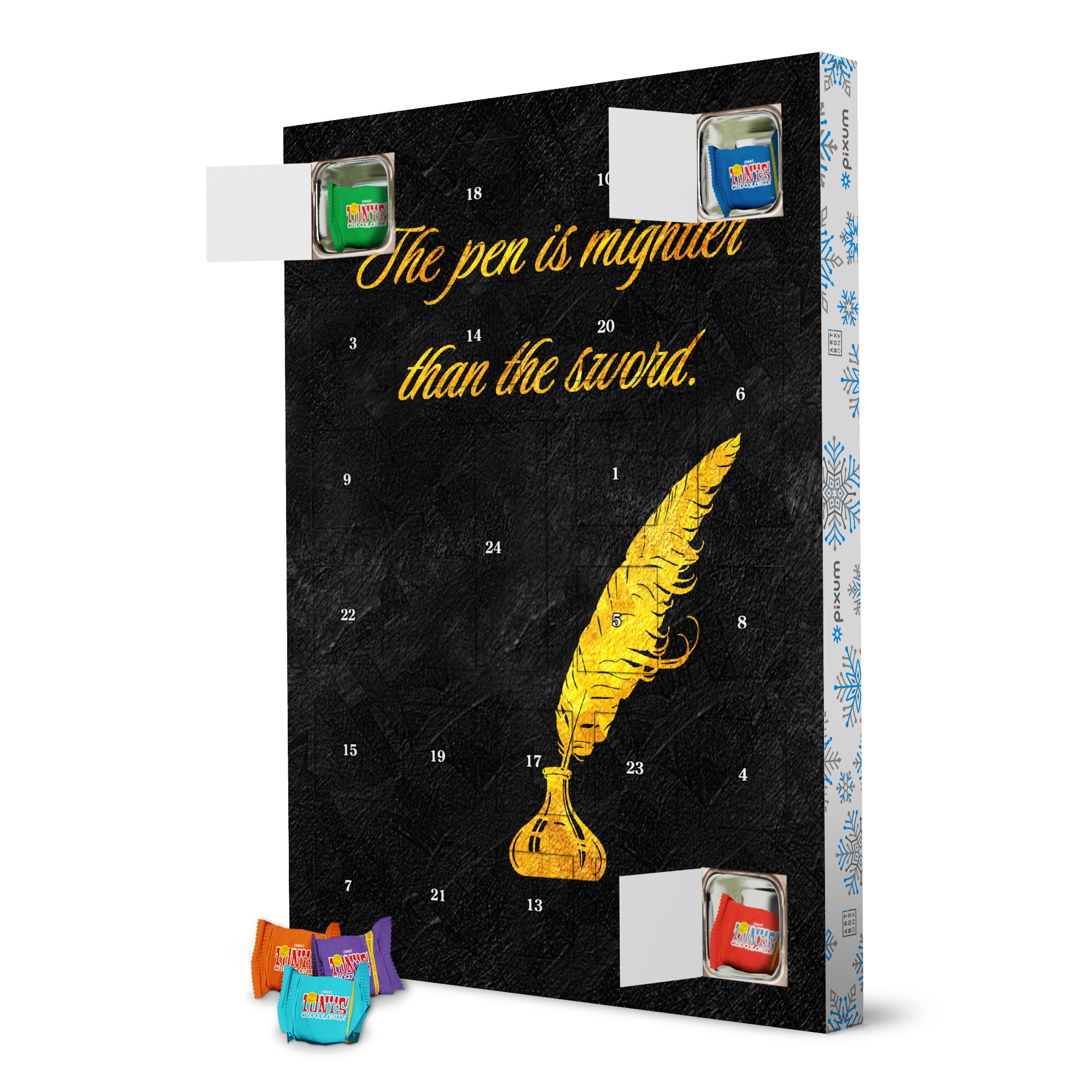 Adventskalender mit Tony's Chocolonely Der mächtigere Stift artboxONE Adventskalender Typografie