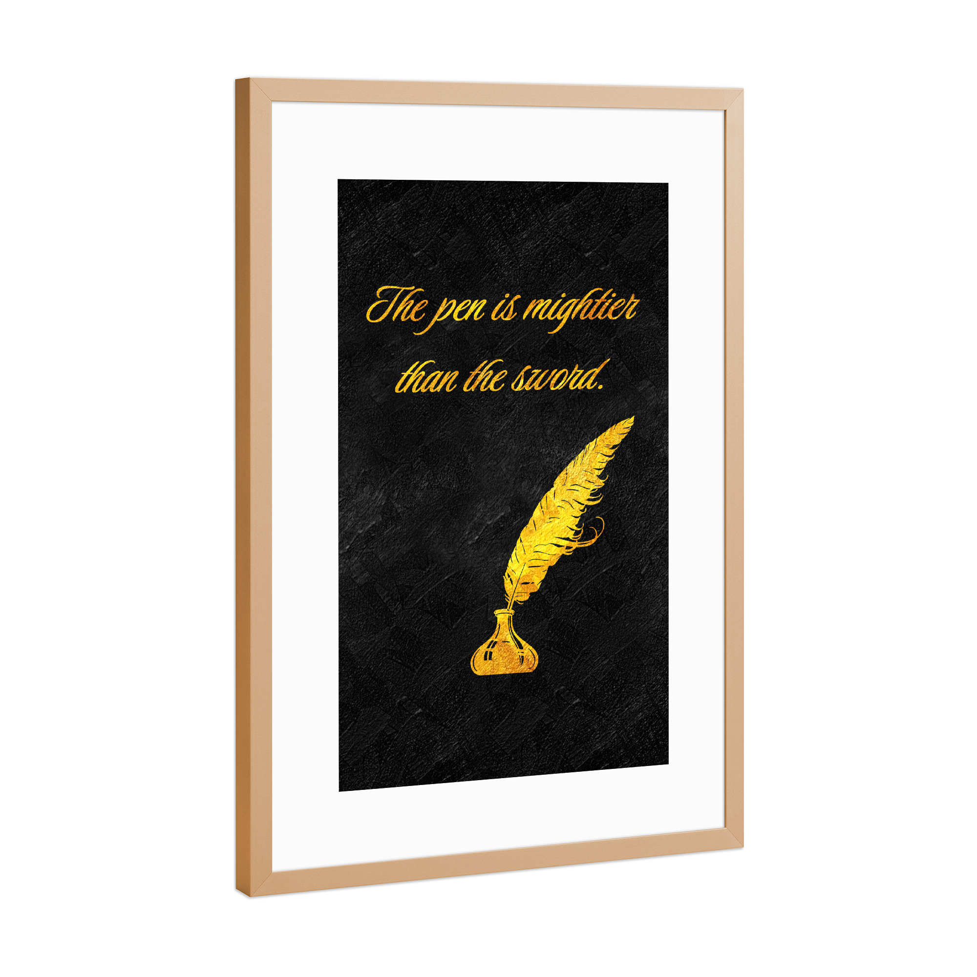 Poster mit Rahmen Kupfer "Der mächtigere Stift" artboxONE - Typografie