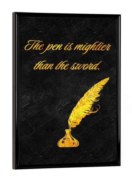 Poster mit schwarzem Rahmen "Der mächtigere Stift" artboxONE - Typografie