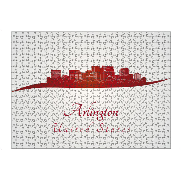 artboxONE Puzzle "Arlington-Skyline im Rot" artboxONE - Städte - Skyline,Stadt,Denkmäler,Metropole,Reise,Tourismus,Geschenk,Souvenir,Rot,Arlington