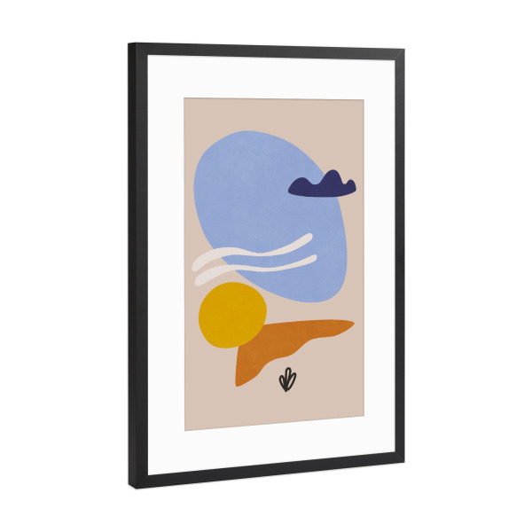 Poster mit Rahmen Schwarz (Metallic) "Formen des Seeufers" artboxONE - Abstrakt,Geometrie