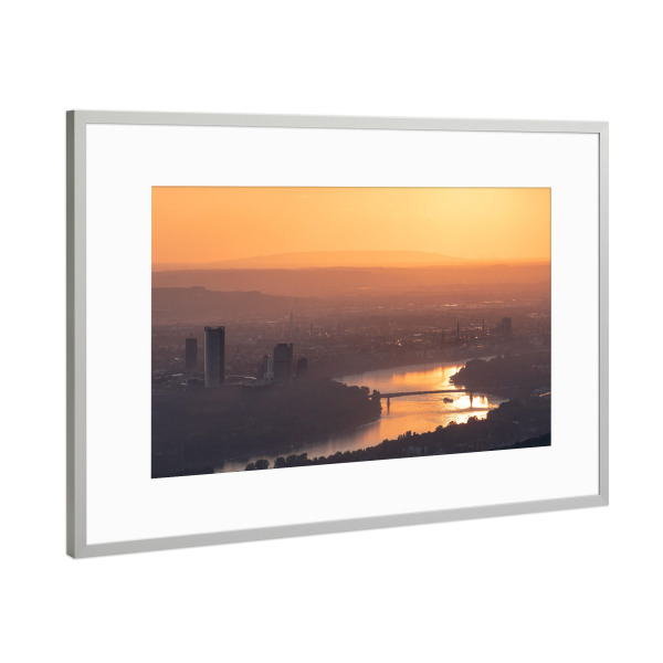 Poster mit Rahmen Silber "Goldene Stunde Bonn" artboxONE - Städte