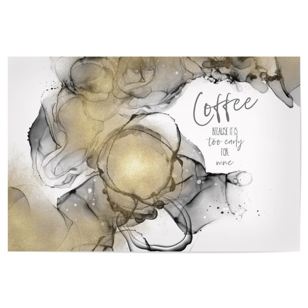 Poster 30x20 cm "ALCOHOL INK Zu früh für Wein" artboxONE - Typografie,Essen & Trinken,Essen & Trinken / Alkohol,Lustig