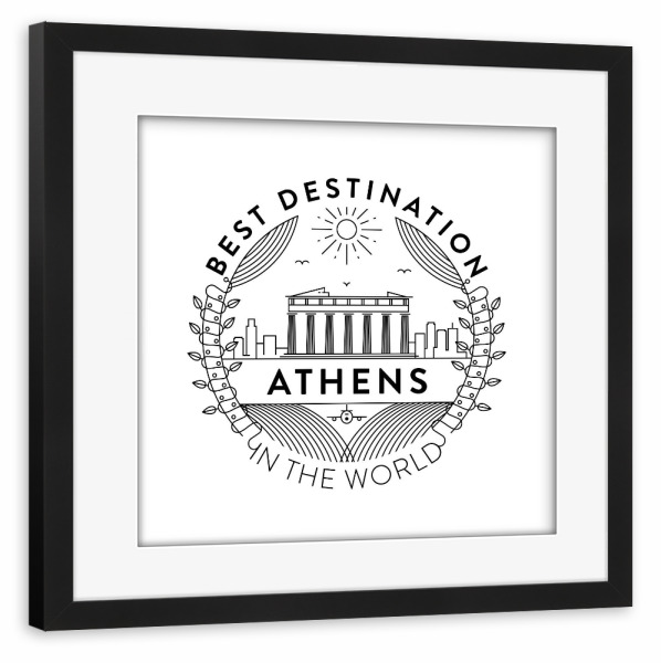 Poster mit Rahmen schwarz "Athens Badge" artboxONE - Städte,Reise
