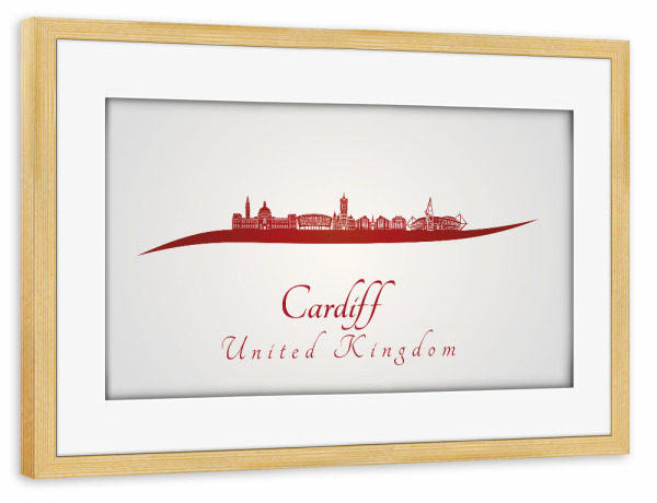 Poster mit Rahmen kiefer "Cardiff skyline in red" artboxONE - Städte,Architektur