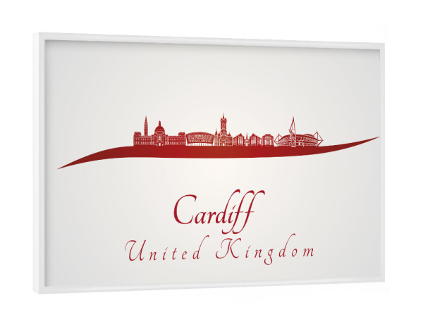 Poster mit weißem Rahmen "Cardiff skyline in red" artboxONE - Städte,Architektur