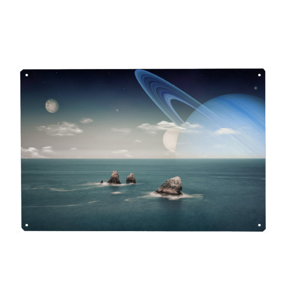 Metall Poster "Fremde Landschaft" artboxONE - Reise,Fiktion,Für Papa,Galaxy