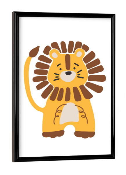 Poster mit schwarzem Rahmen "Baby lion printable" artboxONE - Für Kinder,Tiere