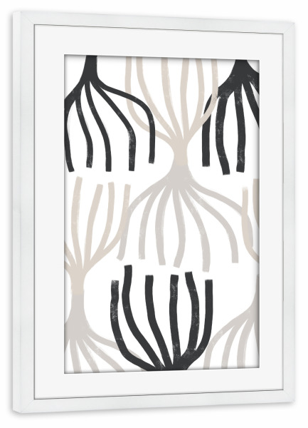 Poster mit Rahmen weiß "Belonging" artboxONE - Floral,Abstrakt - Abstrakte formen,Abstrakte illustration,Zweig,Botanik,Abstrakt,Formen,Boho