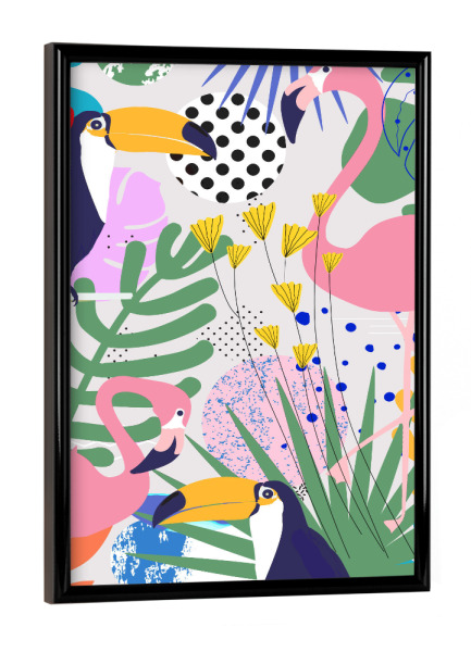 Poster mit schwarzem Rahmen "Tropischer Frühling | Pastell" artboxONE - Floral,Tiere