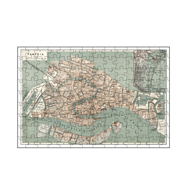 artboxONE Puzzle "Karte von Venedig-b" artboxONE - Kartografie - Karte,Retro,Bildlich,Alt,Farbe,Flach,Weltkarte,Reise,Venedig,Italien