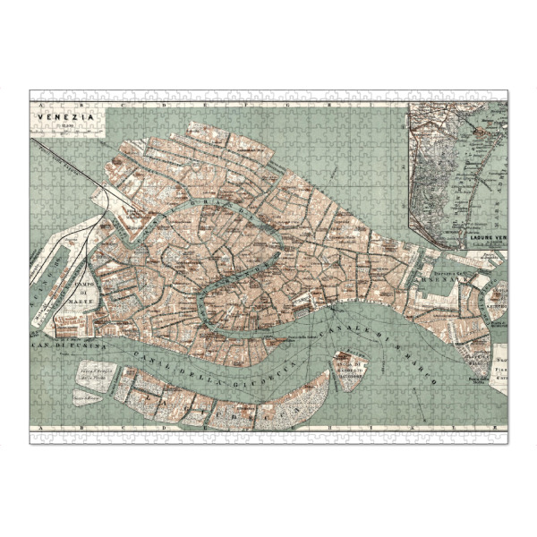 Puzzle Ravensburger "Karte von Venedig-b" artboxONE - Kartografie - Karte,Retro,Bildlich,Alt,Farbe,Flach,Weltkarte,Reise,Venedig,Italien