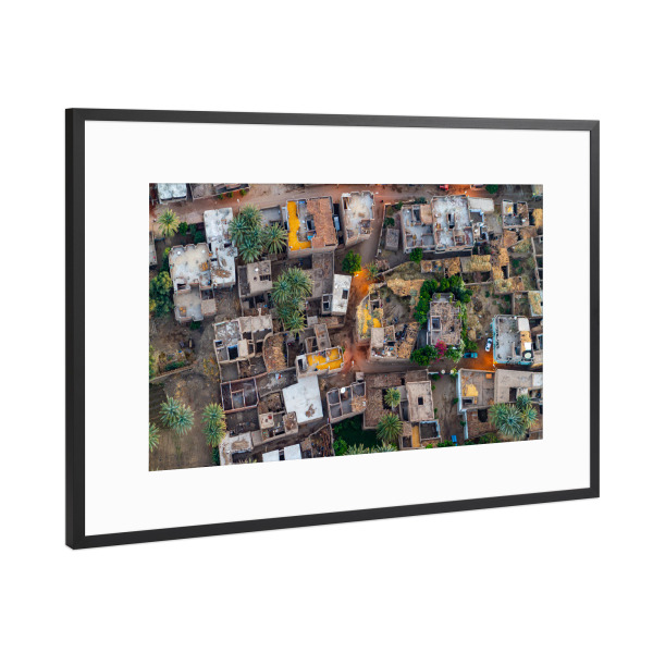 Poster mit Rahmen Schwarz (Metallic) "Dorf von oben" artboxONE - Städte,Architektur - Dorf,Haus,ägypten,Häuser,Von oben,Siedlung,Afrika